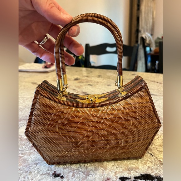 Wicker/Wooden Small Purse - Picture 1 of 8